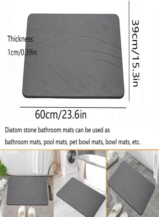 MORANDI Stone Bath Mat, Natural Hard Stone Bath Mat Super Absorbent Quick Drying Non-Slip for Bathroom, Easy to Clean (Dark Gray) - Image 3