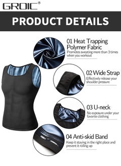 GROIC Sauna Suit for Men Workout Vest Sweat Enhancing Tank Top Premium Slimming Shapewear Waist Trainer Heat Trapping Fitting Shirt  - Image 3