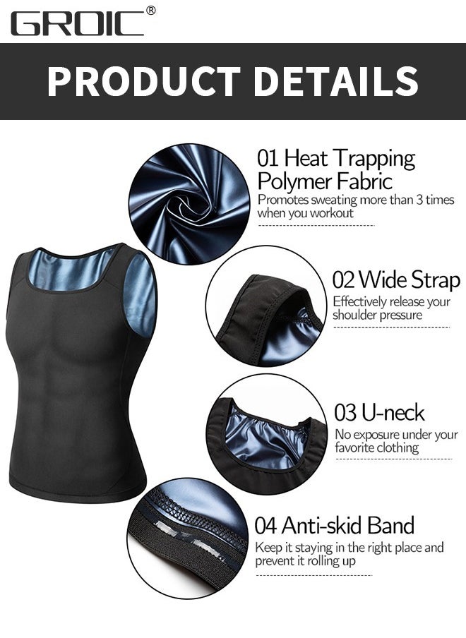 GROIC Sauna Suit for Men Workout Vest Sweat Enhancing Tank Top Premium Slimming Shapewear Waist Trainer Heat Trapping Fitting Shirt  - Image 3
