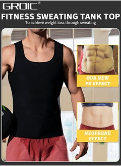GROIC Sauna Suit for Men Workout Vest Sweat Enhancing Tank Top Premium Slimming Shapewear Waist Trainer Heat Trapping Fitting Shirt  - Image 4