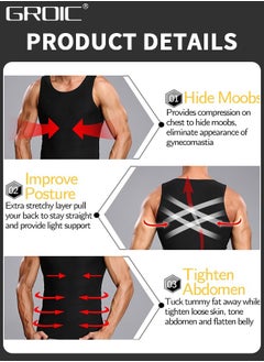 GROIC Sauna Suit for Men Workout Vest Sweat Enhancing Tank Top Premium Slimming Shapewear Waist Trainer Heat Trapping Fitting Shirt  - Image 5