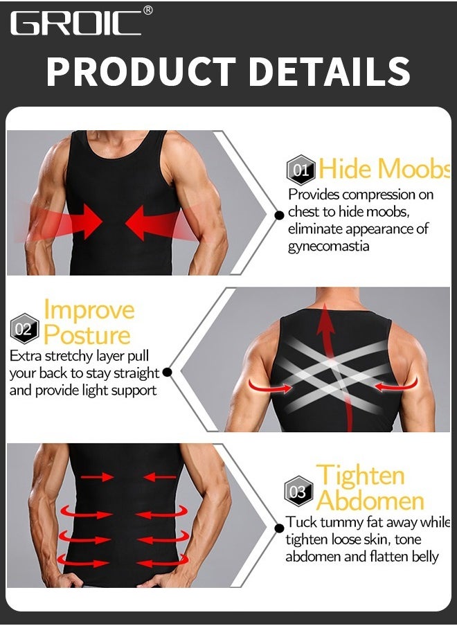 GROIC Sauna Suit for Men Workout Vest Sweat Enhancing Tank Top Premium Slimming Shapewear Waist Trainer Heat Trapping Fitting Shirt  - Image 5