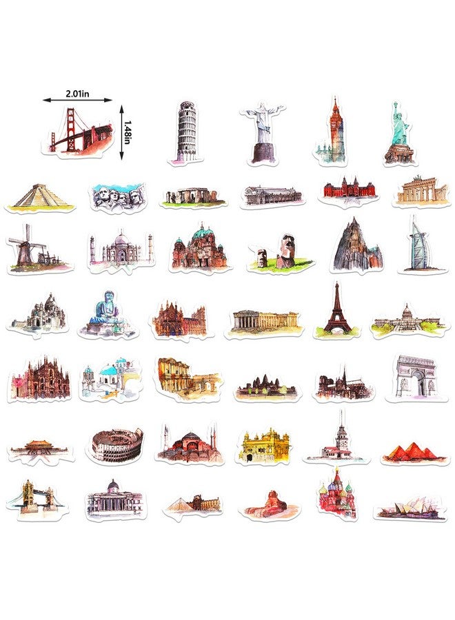 Epakh 84 Pieces Scenic Luggage Decals Stickers World Architecture Suitcase Stickers Tourism Landmark Buildings Stickers Retro Bike Decals Stickers Waterproof Pvc Stickers For Laptop Scrapbook Water Bottle - Image 2