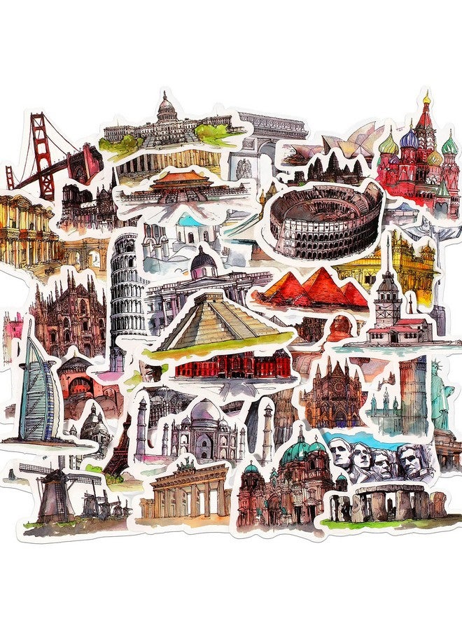 Epakh 84 Pieces Scenic Luggage Decals Stickers World Architecture Suitcase Stickers Tourism Landmark Buildings Stickers Retro Bike Decals Stickers Waterproof Pvc Stickers For Laptop Scrapbook Water Bottle - Image 1