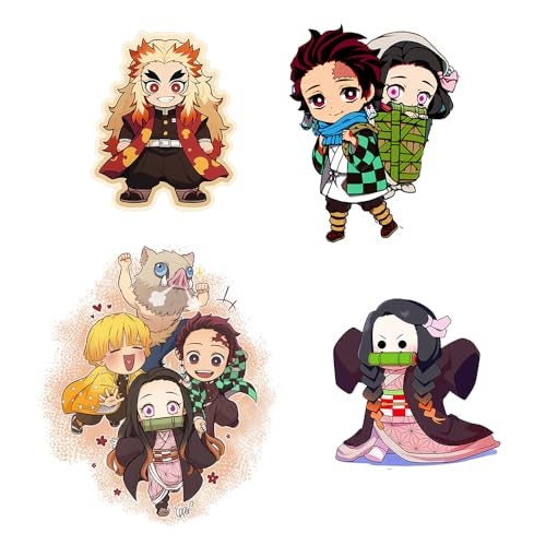 Deep Print Acrylic Demon Slayer Theme Fridge Magnet Set of 4 || Waterproof || Glass Finish - Image 1