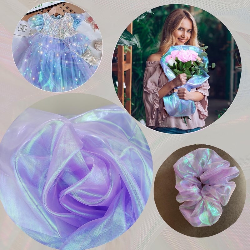 Qidekjjt 3.3 Yard Magic Purple Organza Fabric with Holographic Iridescent Effect, 59-inch Wide, Perfect for Halloween, Wedding, DIY Projects, Dress Costumes, Photography, and Venue Decoration - Image 5