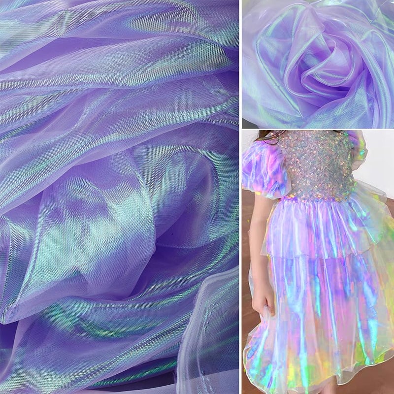 Qidekjjt 3.3 Yard Magic Purple Organza Fabric with Holographic Iridescent Effect, 59-inch Wide, Perfect for Halloween, Wedding, DIY Projects, Dress Costumes, Photography, and Venue Decoration - Image 4
