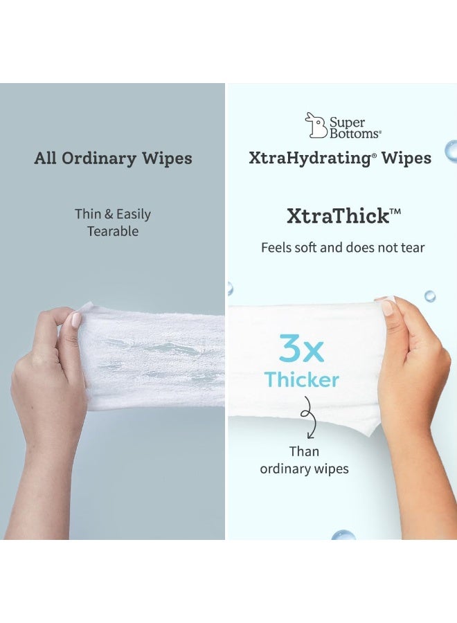 SuperBottoms XtraHydrating™ Wipes - XtraThick™ with Xtra Moisture | Doctor Tested Best Wipes (Unscented) | 3.5x Moisture Vs.Ordinary wipes| 72 Wipes - Pack of 2, 144 pcs |Best baby wipes for newborns - Image 2
