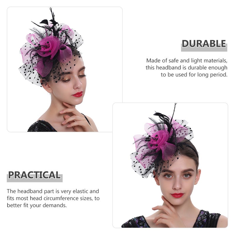 Tea Party Fascinator Hat Wedding Bride Feathering Headband Banquet Headpiece - Image 4