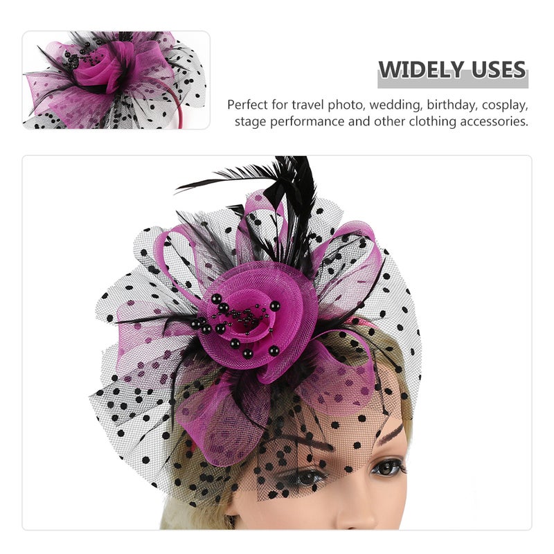 Tea Party Fascinator Hat Wedding Bride Feathering Headband Banquet Headpiece - Image 3