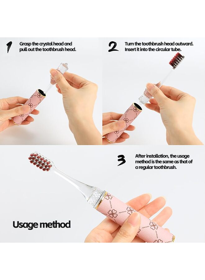 مجموعة فرشاة أسنان سفر قابلة للطي، رأس مضغوط، فرشاة أسنان صغيرة مع حقيبة فرشاة أسنان، فرشاة أسنان ناعمة الشعيرات للبالغين (مقبض مطبوع 4 قطع) - Image 3