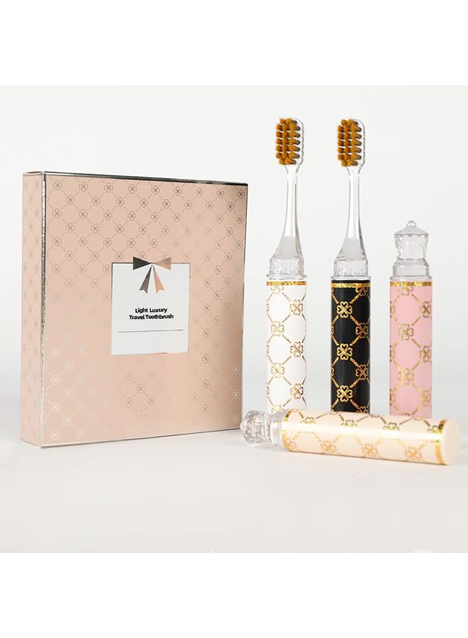 مجموعة فرشاة أسنان سفر قابلة للطي، رأس مضغوط، فرشاة أسنان صغيرة مع حقيبة فرشاة أسنان، فرشاة أسنان ناعمة الشعيرات للبالغين (مقبض مطبوع 4 قطع) - Image 1