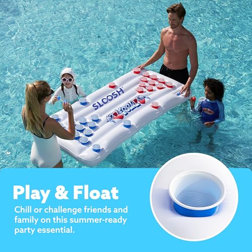 SLOOSH Pool Toys Games Set Pong Toss Game Water Toys for Adults Kids Family Games Inflatable Floats Lounge Raft Floating Swimming Pool Accessories 6x3 FT Table with 10 Pong Balls for Parties - Image 5