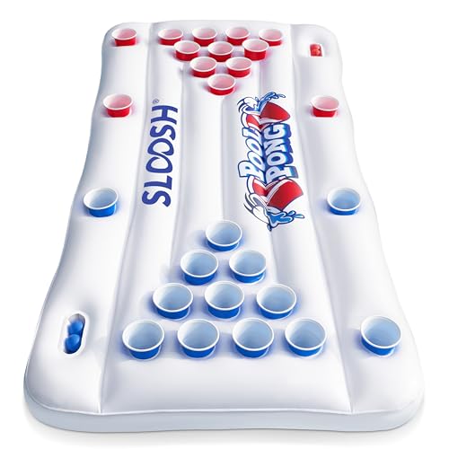 SLOOSH Pool Toys Games Set Pong Toss Game Water Toys for Adults Kids Family Games Inflatable Floats Lounge Raft Floating Swimming Pool Accessories 6x3 FT Table with 10 Pong Balls for Parties - Image 1