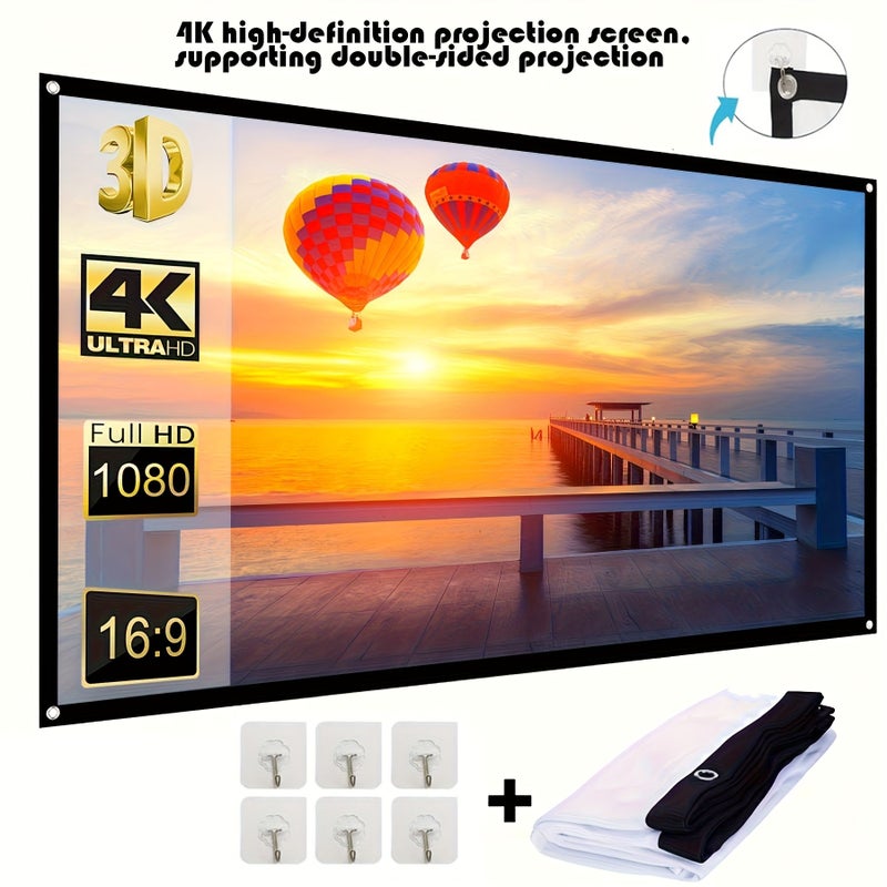 60 Inch Portable Projection Screen Foldable High Definition Display Screen Lightweight Ultra HD 4K Suitable For Outdoor Activities Meetings Parties - Image 4