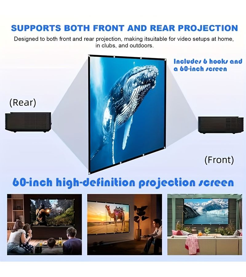 60 Inch Portable Projection Screen Foldable High Definition Display Screen Lightweight Ultra HD 4K Suitable For Outdoor Activities Meetings Parties - Image 1