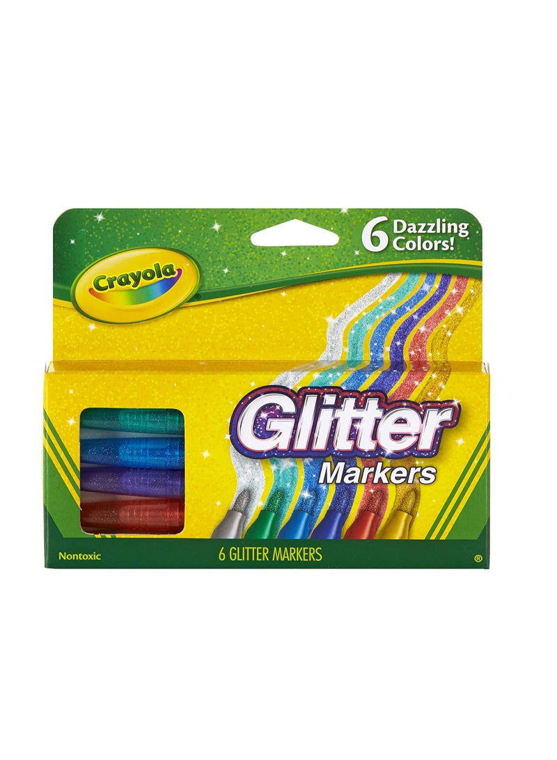 Crayola Glitter Markers Dazzling Colors 6ct - Image 1