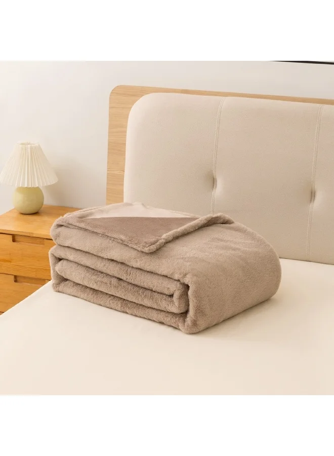 Home Box Lla Ura Rabbit Fur Double Layer Twin Blanket 150 x 220 cm