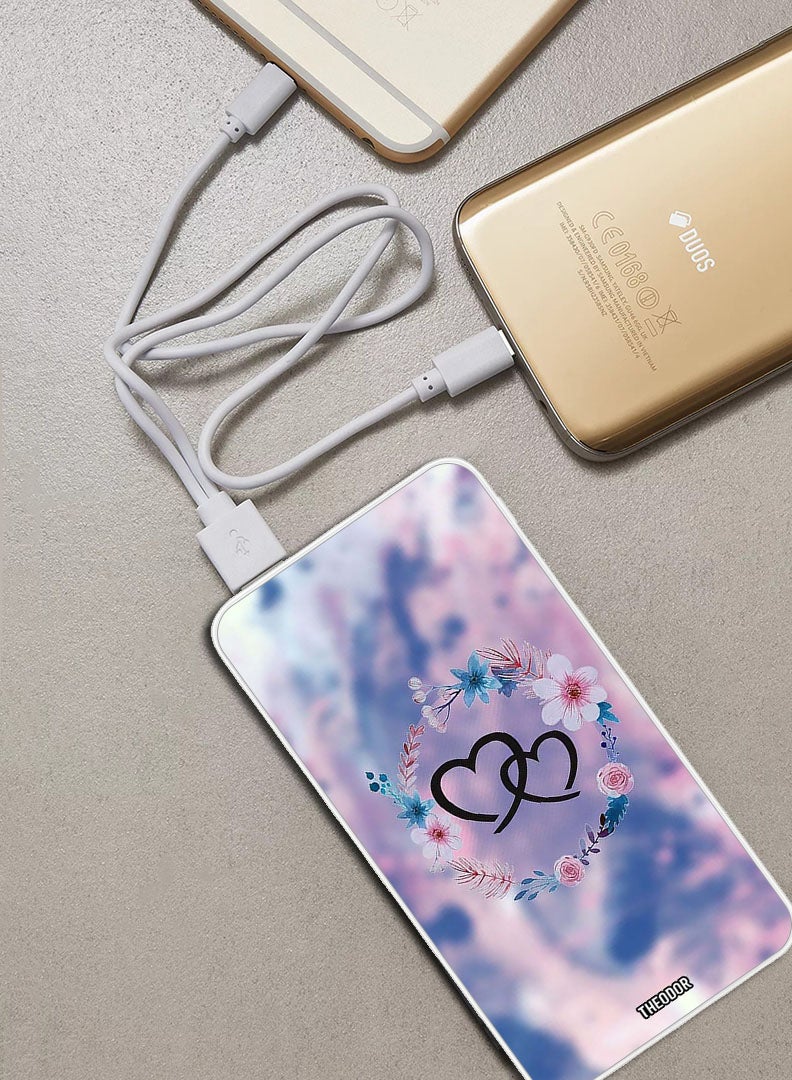 Theodor 10,000 mAh Super Fast Charging Ultra Compact Power Bank with Quick Charge & Power Delivery, Portable Charger For iPhone and Android Two HEarts - Image 2