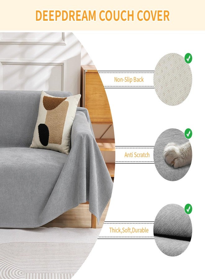 DEEPDREAM Deep Dream Cat-Scratch Resistant Couch Cover, Waterproof Sofa Cover for 3 Cushion Couch Washable,Pet Friendly Couch Protectors Anti Slip Thickened Love Seat Slipcovers for Dogs, 71" x 118",Light Grey - Image 3