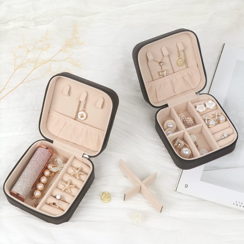 MFXIP Travel Jewelry Case Small Jewelry Box Jewelry Organizer Storage Case Portable PU Leather Mini Jewelry Travel Case for Girls Womens Earring, Necklace, Rings,Bracelets - Image 5