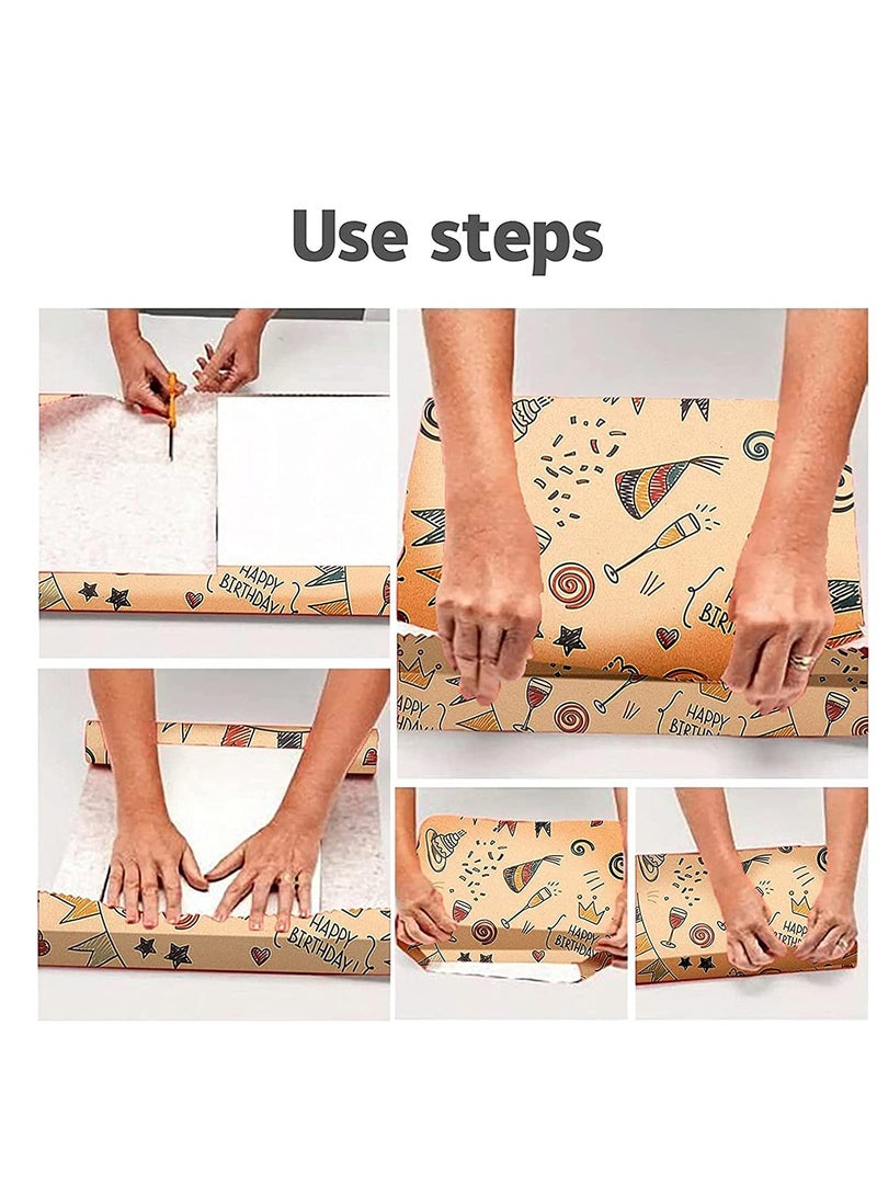 ورق تغليف عيد ميلاد سعيد للجميع - رجال ونساء وأولاد وبنات وأطفال، معاد تدويره، بقياس 70 سم × 50 سم - Image 3