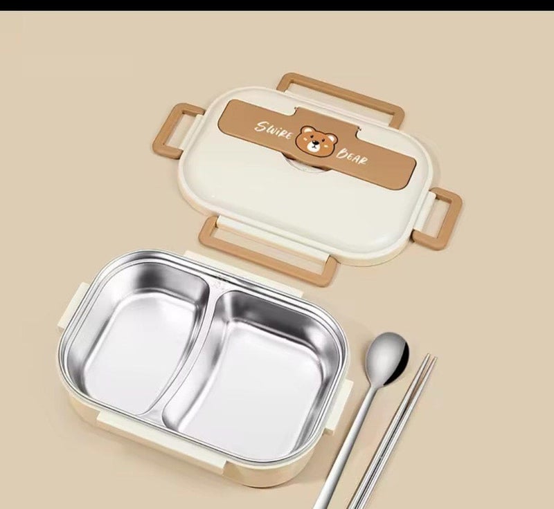 Genaric High Quality Stainless Steel Lunch Box with Heatable PP Lid – Large Capacity with 4 Compartments Lunchbox with Spoon – Leakproof & Durable Food Container for Students, Office, and Home Use