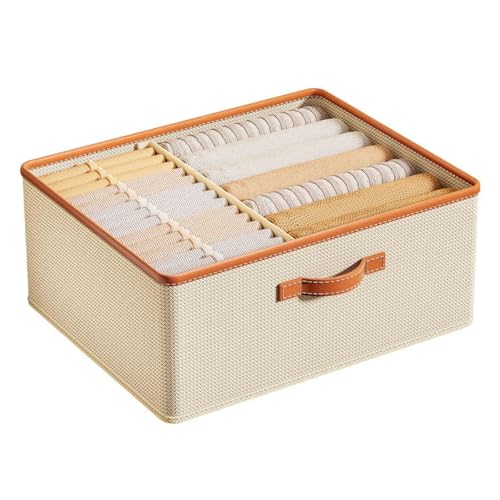 Gowloz Open Storage Box with Dividers – Off-White Non-Woven Fabric Organizer, 20H x 40W x 50L cm | Foldable Open-Top Bin for Clothes, Sarees, Toys & Home Storage (pack of 1) - Image 1