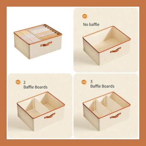 Gowloz Open Storage Box with Dividers – Off-White Non-Woven Fabric Organizer, 20H x 40W x 50L cm | Foldable Open-Top Bin for Clothes, Sarees, Toys & Home Storage (pack of 1) - Image 2