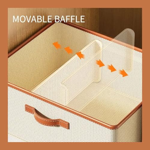 Gowloz Open Storage Box with Dividers – Off-White Non-Woven Fabric Organizer, 20H x 40W x 50L cm | Foldable Open-Top Bin for Clothes, Sarees, Toys & Home Storage (pack of 1) - Image 5