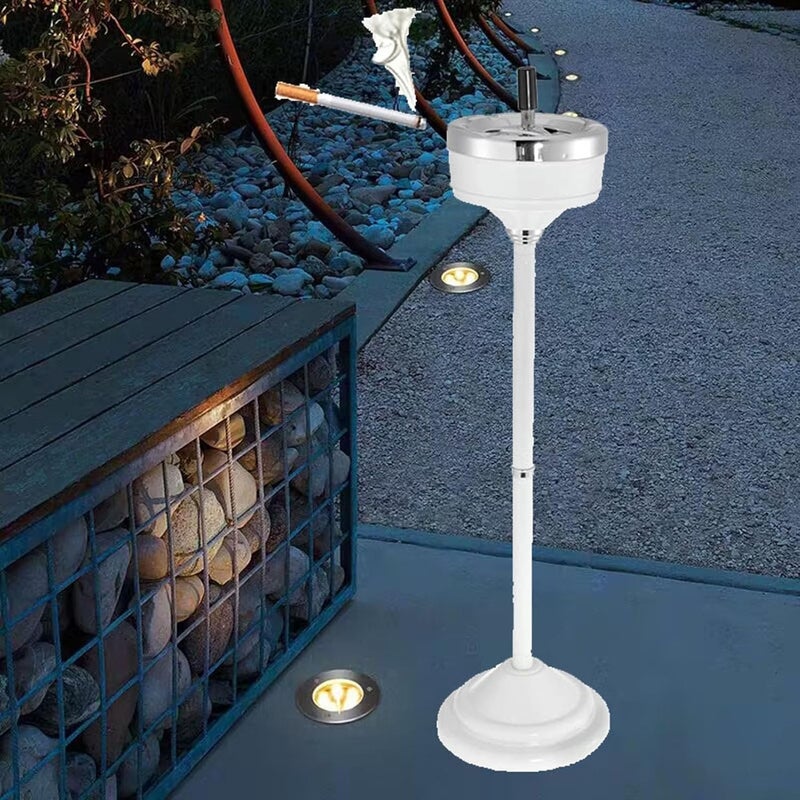 Standing Ashtray Outdoor, Commercial Ashtray, Height Adjustable Patio Ashtrays for Cigarettes, Chrome Indoor Standing Cigarette Butt Container - Image 1