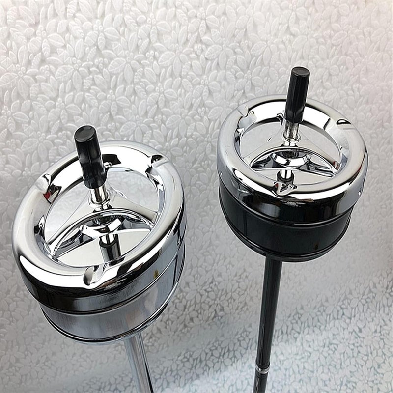 Standing Ashtray Outdoor, Commercial Ashtray, Height Adjustable Patio Ashtrays for Cigarettes, Chrome Indoor Standing Cigarette Butt Container - Image 5