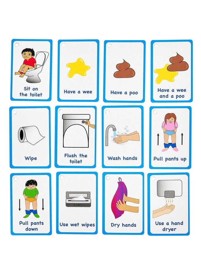 Amonev My Toilet Routine Cards 12 Flash Cards For Visual Aid Special Ed, Speech Delay Non Verbal Children And Adults With Autism Or Special Needs  - Image 1