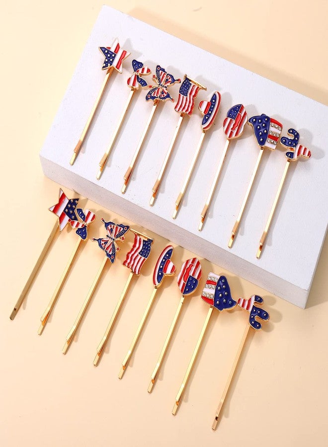 NLCAC16 Pack American Flag Hair Bobby Pins Enamel Cactus USA Flag Stars Patriotic Hair Clips 4th of July Hair Accessories for Women Girls - Image 2
