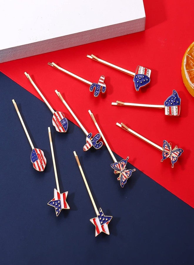 NLCAC16 Pack American Flag Hair Bobby Pins Enamel Cactus USA Flag Stars Patriotic Hair Clips 4th of July Hair Accessories for Women Girls - Image 3