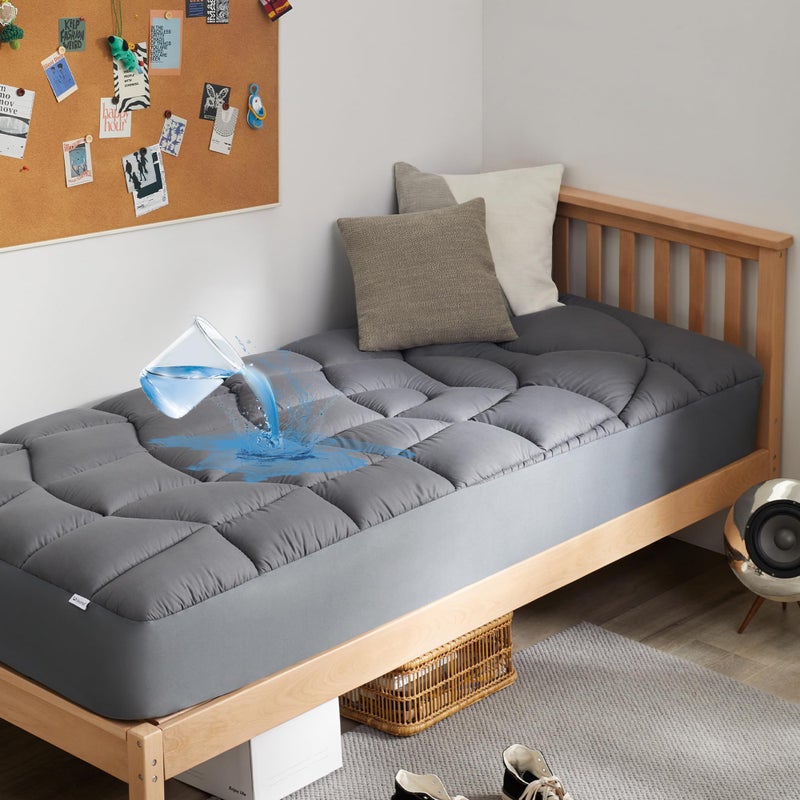 Unikome Waterproof Twin Mattress Protector - Soft Breathable Microfiber Bed Cover with Deep Pocket (Fits 8-21 Inches), Certified for Safer Chemicals (Grey, 39x75) - Image 1