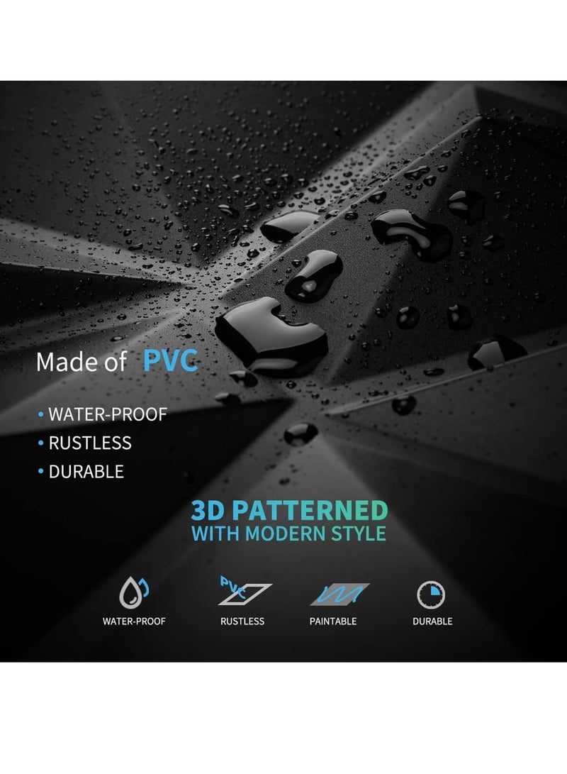 GUDOO 12 حزمة من لوحات الحائط ثلاثية الأبعاد ثلاثية الأبعاد من مادة PVC ورق حائط بتصميم ماسي غطاء حائط مزخرف بطول 50 سم عرض 50 سم  - Image 3