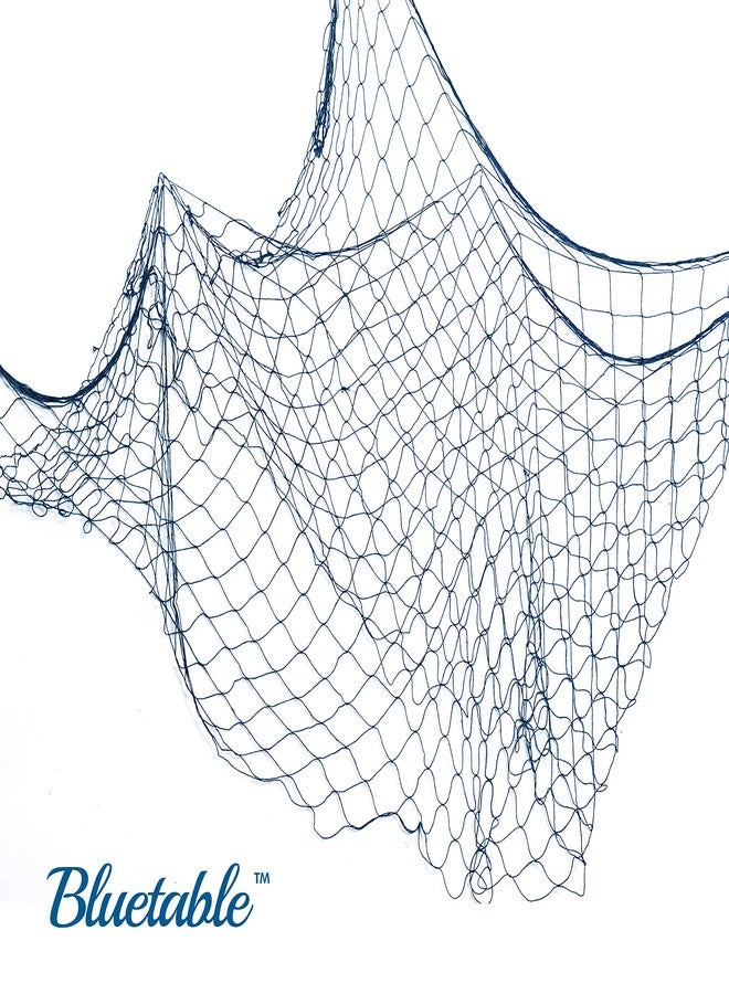 Bluetable Fish Net Decoration Nautical Netting Decor - Fishing Net Decor, Mermaid Birthday Decorations, Pirate Party Fishnet, Decorative Beach Party, Theme Ocean - Blue Color 48” x 144” Inches [2 Pack - Image 4