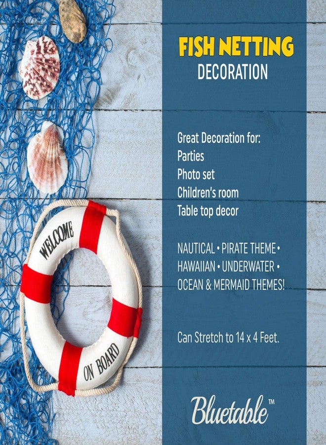 Bluetable Fish Net Decoration Nautical Netting Decor - Fishing Net Decor, Mermaid Birthday Decorations, Pirate Party Fishnet, Decorative Beach Party, Theme Ocean - Blue Color 48” x 144” Inches [2 Pack - Image 2