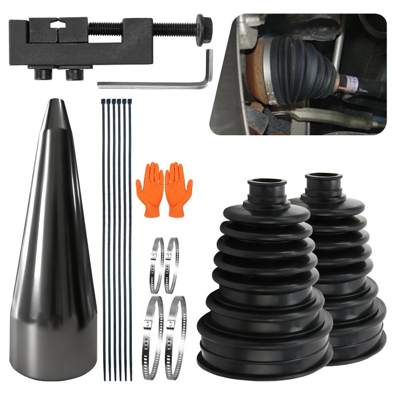 HCDDQP 2PCS CV Boot Repair Kit with Expander Tool and Clamps, 4 Stainless Steel Clamps & 6 Cable Ties and Protective Gloves,Universal CV Axle Boot Repair Kit for 19mm to 24mm Shafts - Image 1