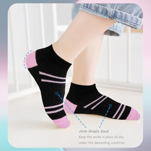 Bemeol Girls Socks 18 Pairs Kids Ankle Socks for Girls Cotton Sports Low Cut Athletic Sock(7-10 Years) - Image 5