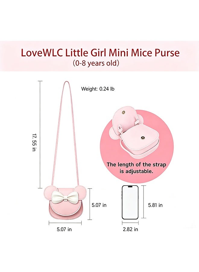 MXN Cartoon Mouse Ear Bow Crossbody Bag for Little Girls - Mini Leather Kids Shoulder Purse - Cartoon Children Small Handbag for Outdoor Travel, Party Dress Up (Pink) - Image 2