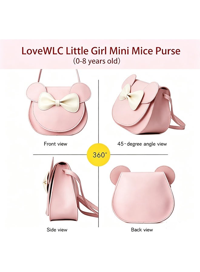 MXN Cartoon Mouse Ear Bow Crossbody Bag for Little Girls - Mini Leather Kids Shoulder Purse - Cartoon Children Small Handbag for Outdoor Travel, Party Dress Up (Pink) - Image 4