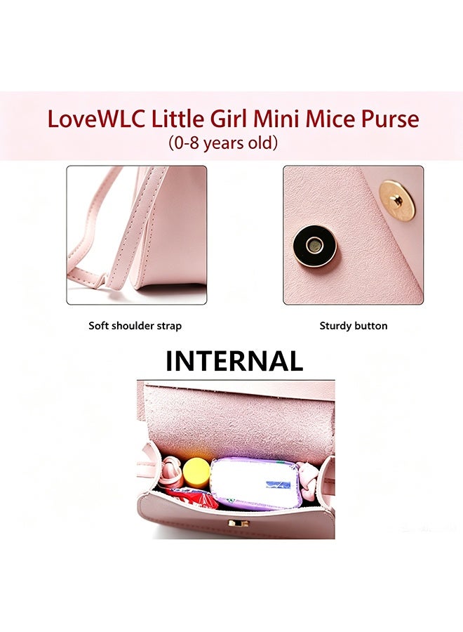 MXN Cartoon Mouse Ear Bow Crossbody Bag for Little Girls - Mini Leather Kids Shoulder Purse - Cartoon Children Small Handbag for Outdoor Travel, Party Dress Up (Pink) - Image 3