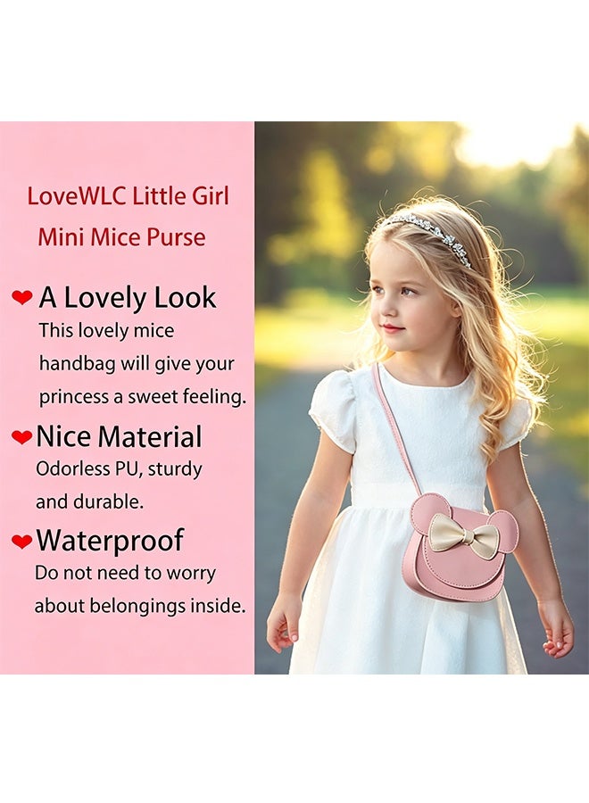MXN Cartoon Mouse Ear Bow Crossbody Bag for Little Girls - Mini Leather Kids Shoulder Purse - Cartoon Children Small Handbag for Outdoor Travel, Party Dress Up (Pink) - Image 5