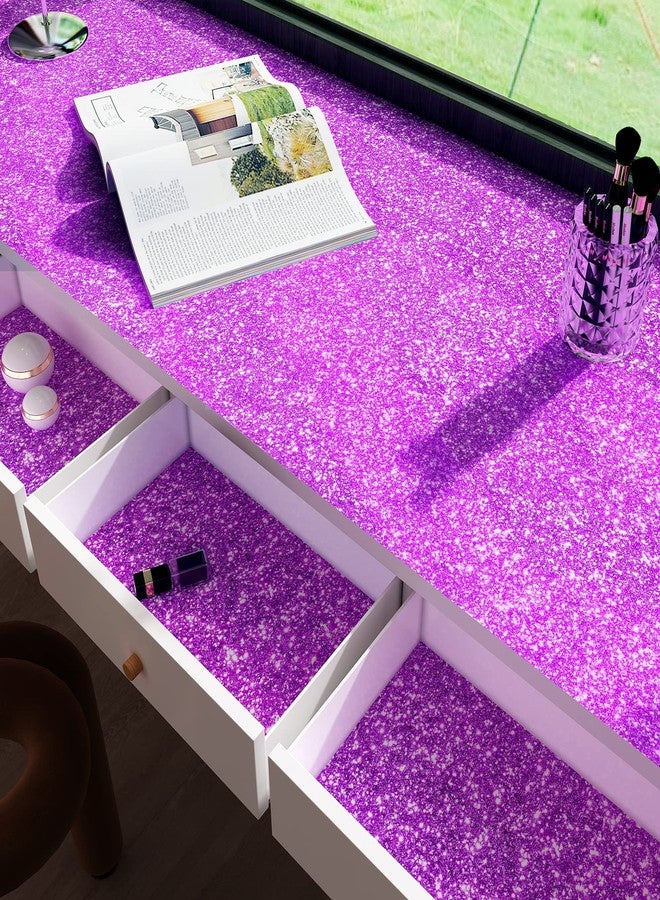 Decotalk Glitter Wallpaper Stick and Peel Purple Glitter Wallpaper 17.7"x120" Sparkle Contact Paper Purple Wall Paper Violet Sequins Vinyl for Walls Removable Chunky Sparkle Vinyl for Craft - Image 2