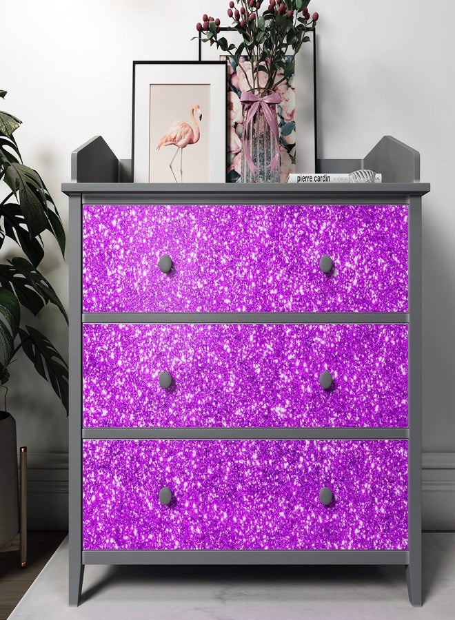 Decotalk Glitter Wallpaper Stick and Peel Purple Glitter Wallpaper 17.7"x120" Sparkle Contact Paper Purple Wall Paper Violet Sequins Vinyl for Walls Removable Chunky Sparkle Vinyl for Craft - Image 3