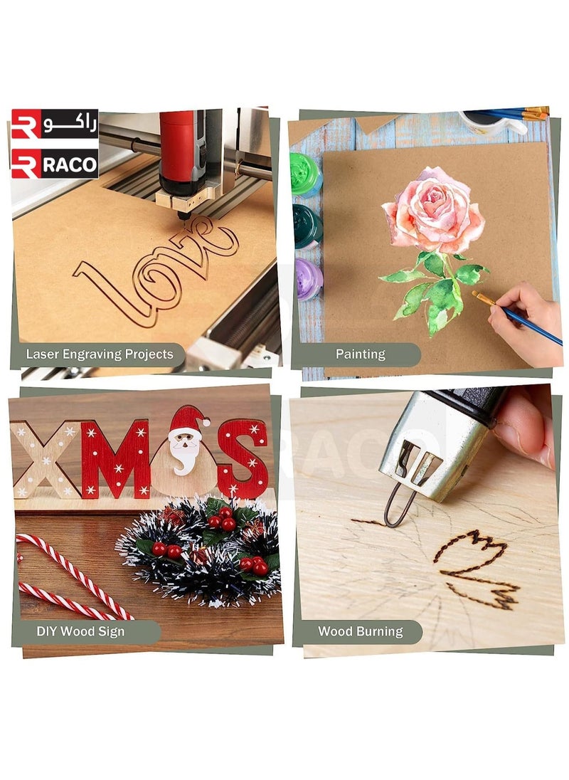 RACO MDF Wood Sheets for Crafts Engraving Painting Interior Design Plain MDF Board for DIY Projects 100 x 100 cm