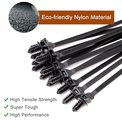 BENLIUDH Benliu 20Pcs Cable Zip Ties, 8.3x0.2 inch Heavy Duty Nylon Push Mount Self Locking Assortment for Indoor Wire Tying, Black - Image 3