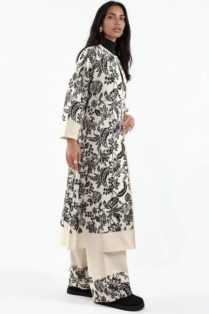 جينيفر Floral Tunic And Wide-Leg Pants Set